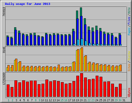 Daily usage for June 2013