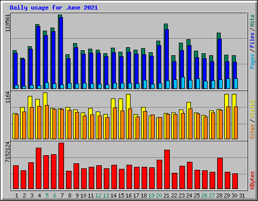 Daily usage for June 2021