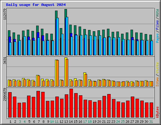 Daily usage for August 2024