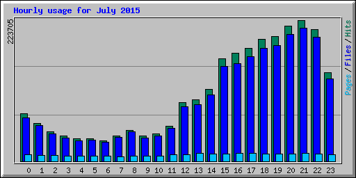 Hourly usage for July 2015