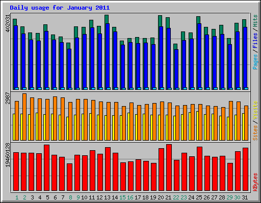 Daily usage for January 2011