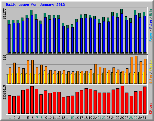 Daily usage for January 2012