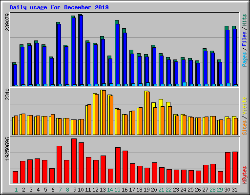 Daily usage for December 2019