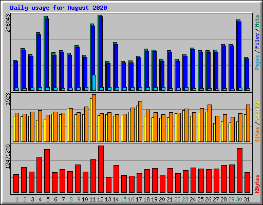 Daily usage for August 2020