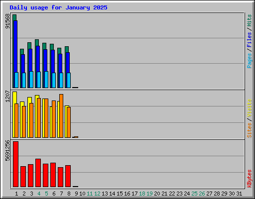 Daily usage for January 2025