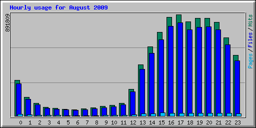 Hourly usage for August 2009